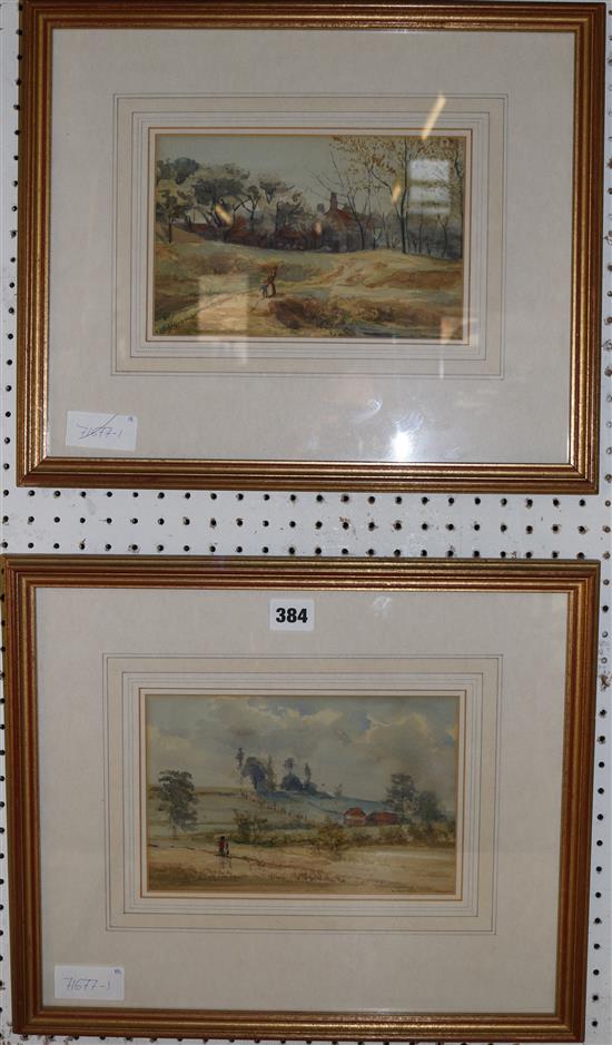 H. Percival, watercolour, Far Away and Home, a pair